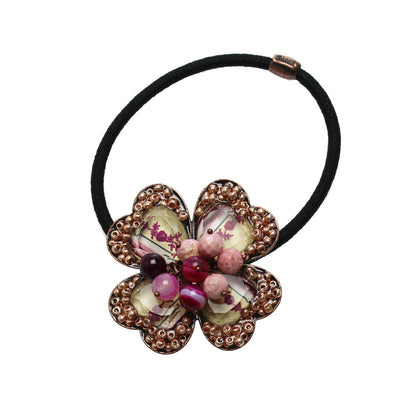 ヘアゴム クローバー 花 ピンク 大ぶり TAMARUSAN