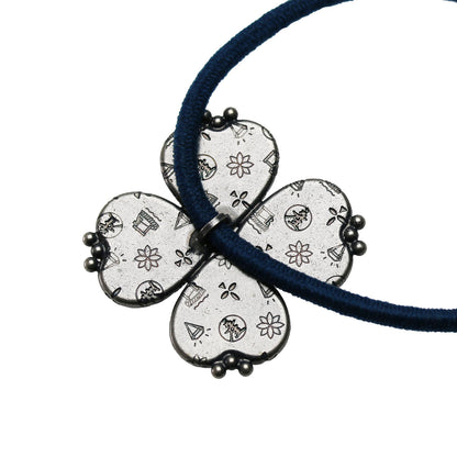 ヘアゴム バラ 青 四つ葉 髪留め 贈り物 TAMARUSAN