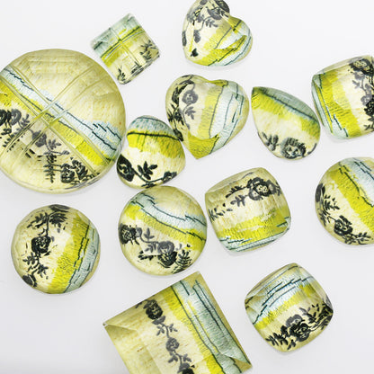 眼鏡チェーン 薔薇 マザーオブパール ターコイズ 黄緑 TAMARUSAN