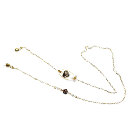 眼鏡チェーン 薔薇 茶色 ゴールド ハート 金 TAMARUSAN