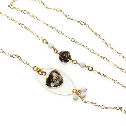 眼鏡チェーン 薔薇 茶色 ゴールド ハート 金 TAMARUSAN