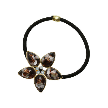 ヘアゴム 花 ショコラ色 茶色 ゴールド 高級感 TAMARUSAN