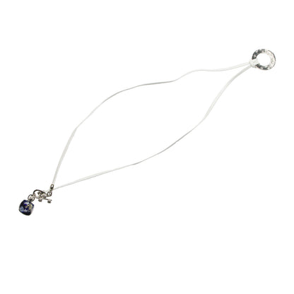 眼鏡ホルダー 青 白 革紐 シンプル 男女兼用 TAMARUSAN