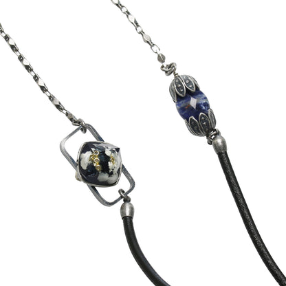 眼鏡チェーン 革紐 紺 メンズ サングラス TAMARUSAN