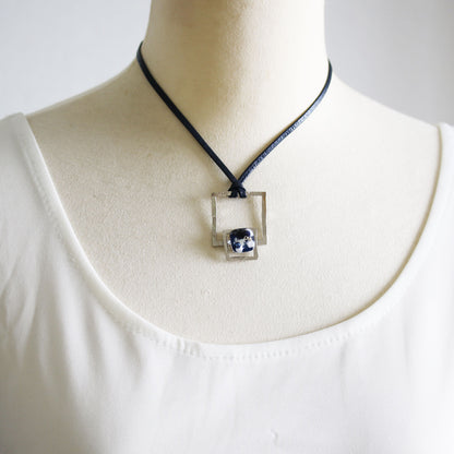 ロング 革紐チョーカー ネックレス 黒 レース TAMARUSAN