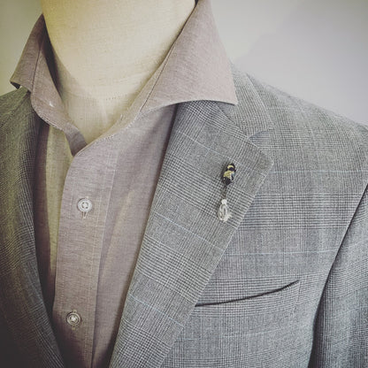 ピンブローチ ラペルピン 紺色 水晶 ピンブローチ