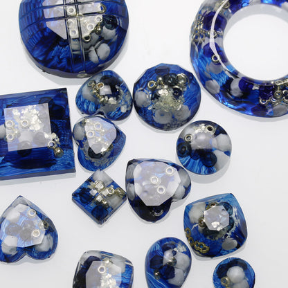 ピンブローチ ラペルピン 紺色 水晶 ピンブローチ