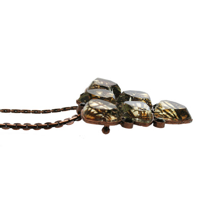 ブローチネックレス ２way 茶色 アンティーク調 TAMARUSAN