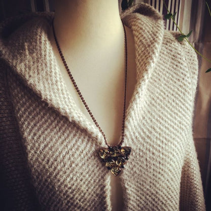 ブローチネックレス ２way 茶色 アンティーク調 TAMARUSAN