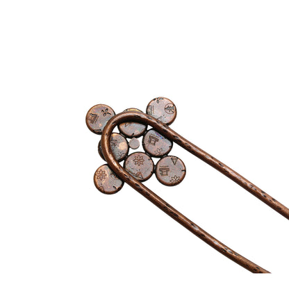 二股かんざし 夜会巻き 羊歯柄 ブラウン TAMARUSAN