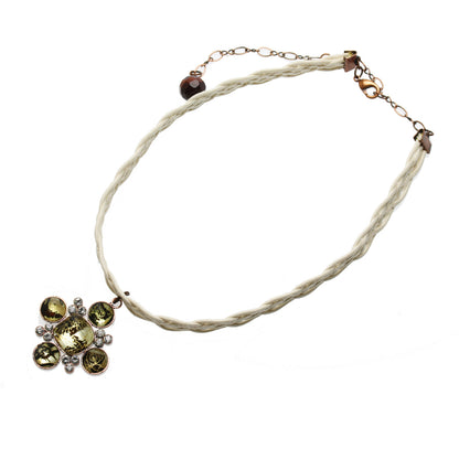 チョーカー 白 リボン レース シダ 茶色 TAMARUSAN