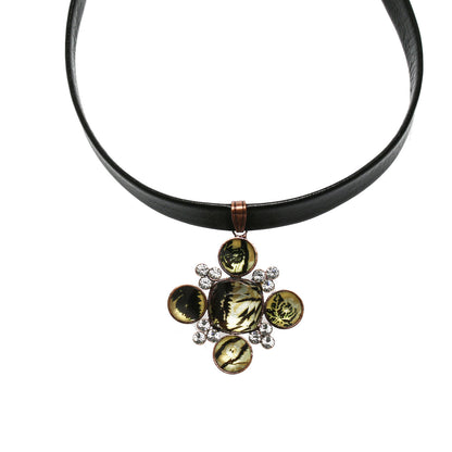 チョーカー 茶色 シダ 革紐 チョーカー