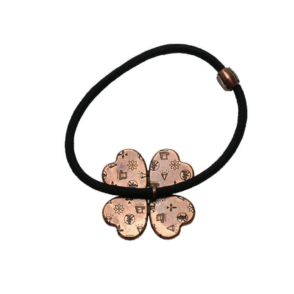 ヘアゴム シダ柄 クローバー 茶色 TAMARUSAN