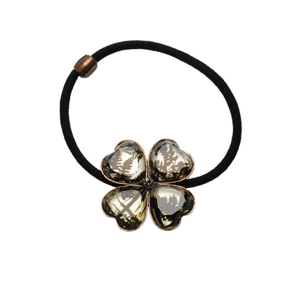 ヘアゴム シダ柄 クローバー 茶色 TAMARUSAN