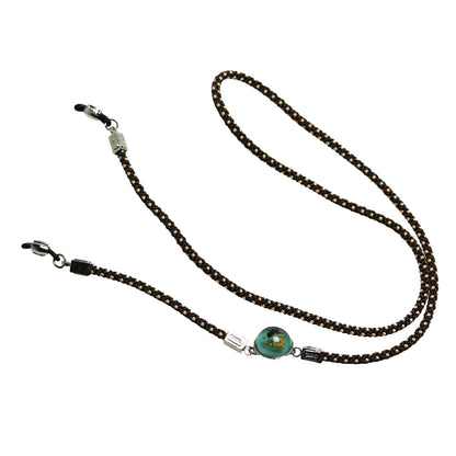 グラスコード 鷲 水色 茶色 シルバー925 絹 組紐 TAMARUSAN