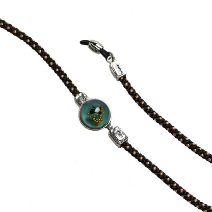 グラスコード 鷲 水色 茶色 シルバー925 絹 組紐 TAMARUSAN