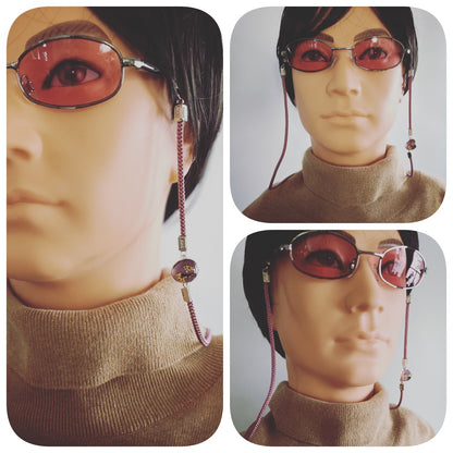 グラスコード トンボ ピンク シルバー925 絹 組紐 TAMARUSAN