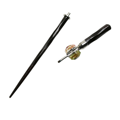 着せ替えかんざし 猫＆ふくろう 黄緑＆ピンク 木 TAMARUSAN