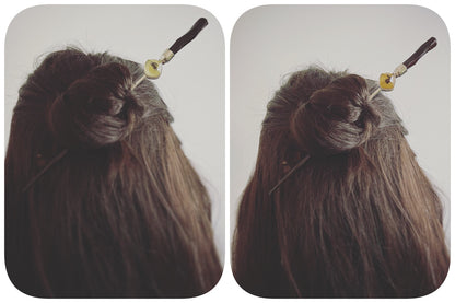 着せ替えかんざし カニ＆馬 白＆黄色 木 TAMARUSAN