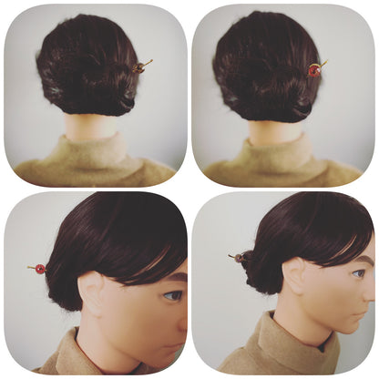 着せ替えかんざし 恐竜＆蝶 ピンク＆パープル 金 TAMARUSAN