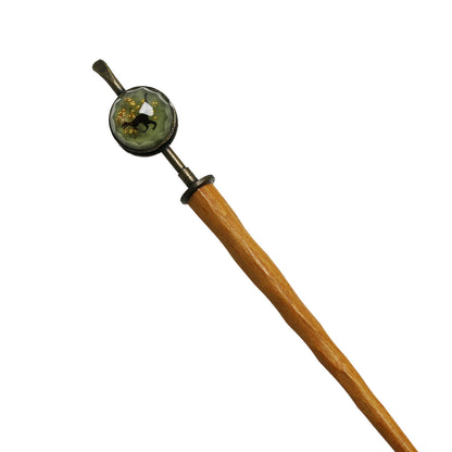 着せ替えかんざし 恐竜＆飛行機 黄色＆グレー 木 TAMARUSAN