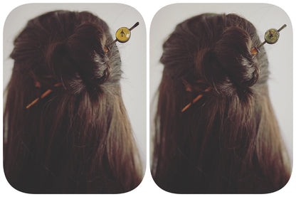 着せ替えかんざし 恐竜＆飛行機 黄色＆グレー 木 TAMARUSAN