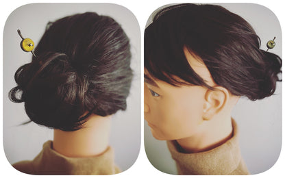 着せ替えかんざし 恐竜＆飛行機 黄色＆グレー 木 TAMARUSAN