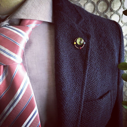 黒猫 ピンブローチ ラペルピン グリーン TAMARUSAN