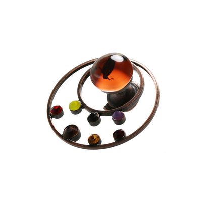 ピンブローチ ふくろう オレンジ ラインストーン TAMARUSAN