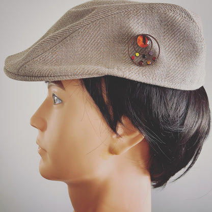 ピンブローチ ふくろう オレンジ ラインストーン TAMARUSAN