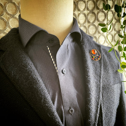 ピンブローチ ふくろう オレンジ ラインストーン TAMARUSAN