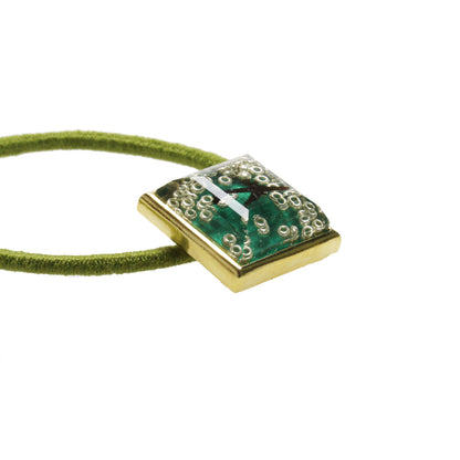 ヘアゴム 飛行機 グリーン 金 四角 TAMARUSAN