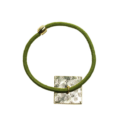 ヘアゴム 飛行機 グリーン 金 四角 TAMARUSAN