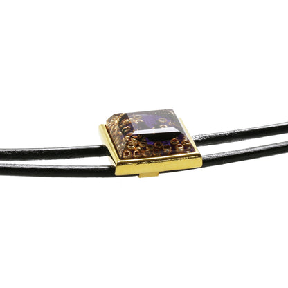 革紐ループタイ 龍 紫 四角 TAMARUSAN