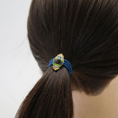 ヘアゴム 猫 グリーン 小ぶり 大人 TAMARUSAN