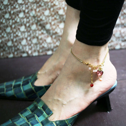 アンクレット ハート ピンク 珊瑚 金 TAMARUSAN