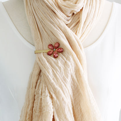 ストールクリップ ピンク 花 24k TAMARUSAN