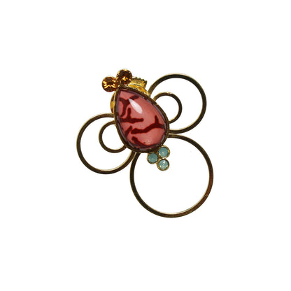 蜂 眼鏡ホルダーピンブローチ 血赤珊瑚 ラペルピン TAMARUSAN