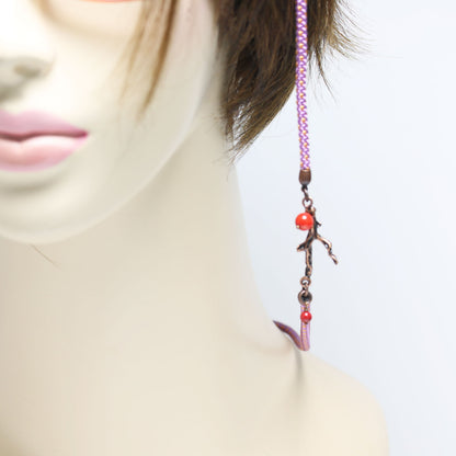 眼鏡チェーン 赤 正絹 組紐 血赤珊瑚 TAMARUSAN