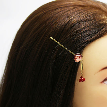 ヘアピン ピンク ハート 珊瑚 ゴールド ２４金 TAMARUSAN