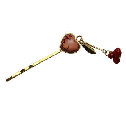 ヘアピン ピンク ハート 珊瑚 ゴールド ２４金 TAMARUSAN