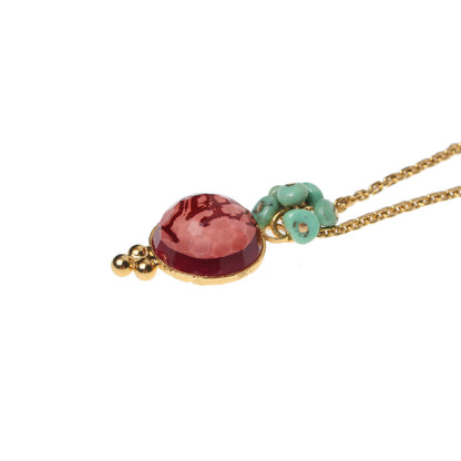 ネックレス ピンク 血赤珊瑚 ゴールドチェーン TAMARUSAN