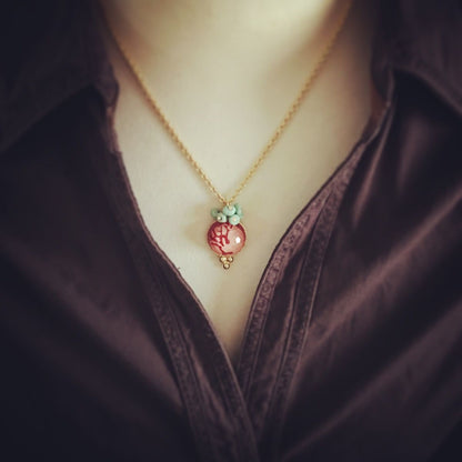 ネックレス ピンク 血赤珊瑚 ゴールドチェーン TAMARUSAN