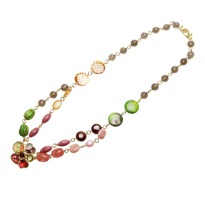 花 ネックレス ガーネット 天然石 マルチカラー TAMARUSAN