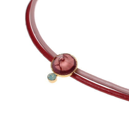 チョーカー 革紐 赤 ピンク 珊瑚 チョーカー