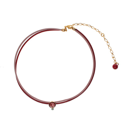 チョーカー 革紐 赤 ピンク 珊瑚 チョーカー