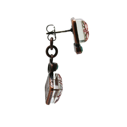 ピアス ピンク 軽量 樹脂 ラインストーン 血赤珊瑚 スタッドピアス