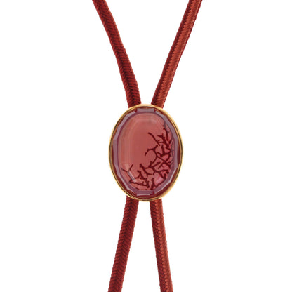 組紐ループタイ 血赤珊瑚 正絹 赤 ピンク TAMARUSAN