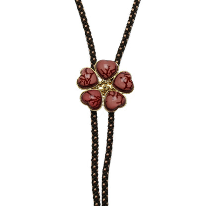 組紐ループタイ 花 血赤珊瑚 正絹 ピンク 男女兼用 ループタイ