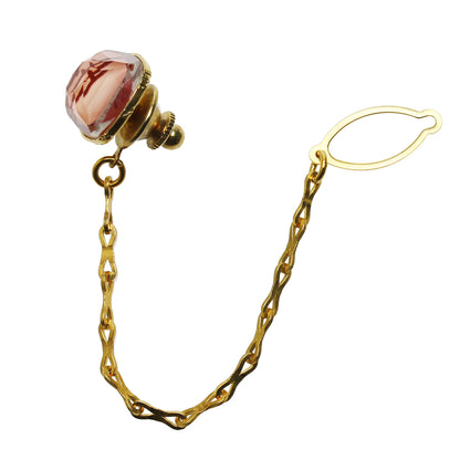 タイタックピン 珊瑚 ピンク 赤 24k 四角 TAMARUSAN